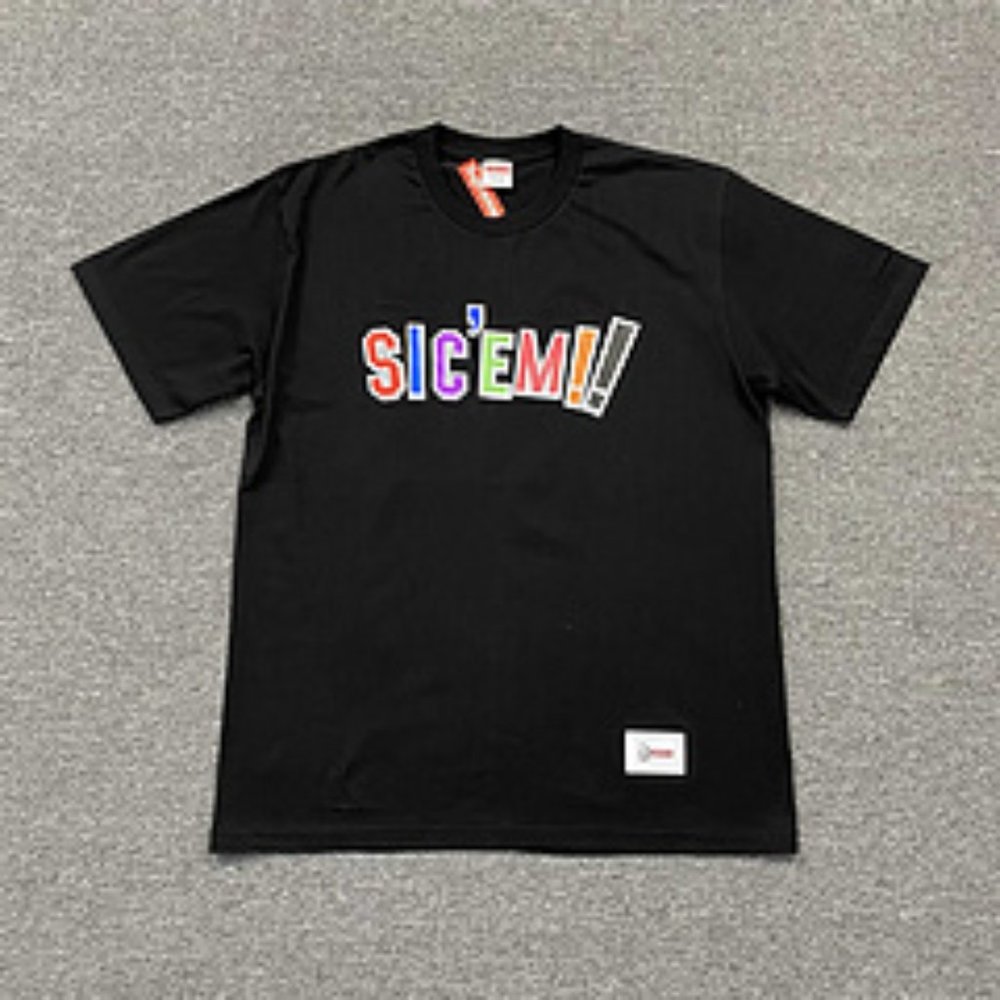 Supreme x WTAPS  joint Sicem Tee Print Round Neck Black T-shirt